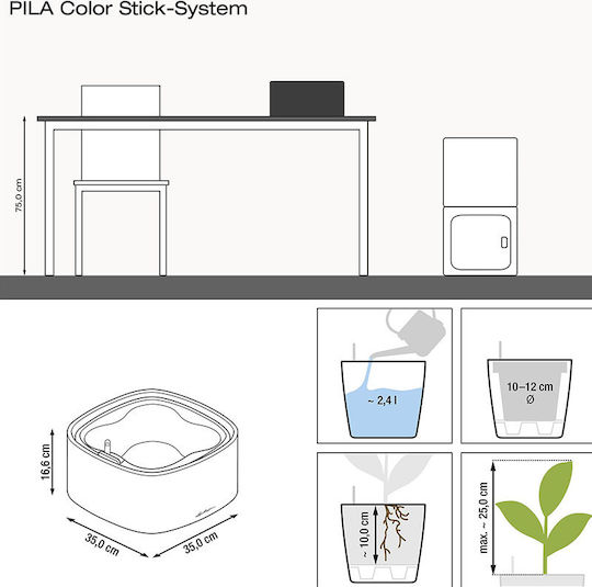 Lechuza Pila Stick Кутия за саксии Пластмаса Светло сиво Lechuza Pila Stick Кутия за саксии Пластмаса Светло сиво