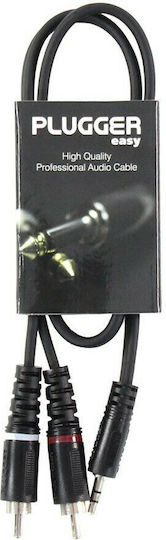Plugger Καλώδιο Ήχου 3.5mm male - RCA male Μαύρο 6m PLUCABYMMSRM06M00EAS