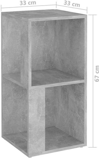 Γωνιακή Βιβλιοθήκη Γκρι Σκυροδέματος 33x33x67εκ.
