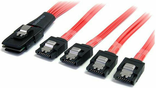 StarTech Mini SAS to 7-Pin SATA III Cable 50cm Red (SAS8087S450)