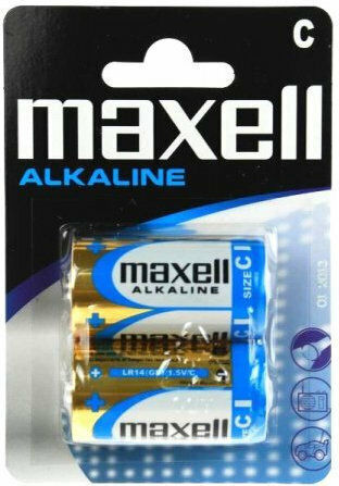 Maxell 2 Pack Alkaline Batteries C 1.5V