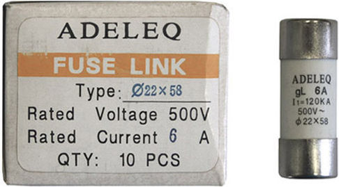 Adeleq Safety Cylindrical Porcelain Fast-Bow 22x58mm 6A (88-2006) 1pcs
