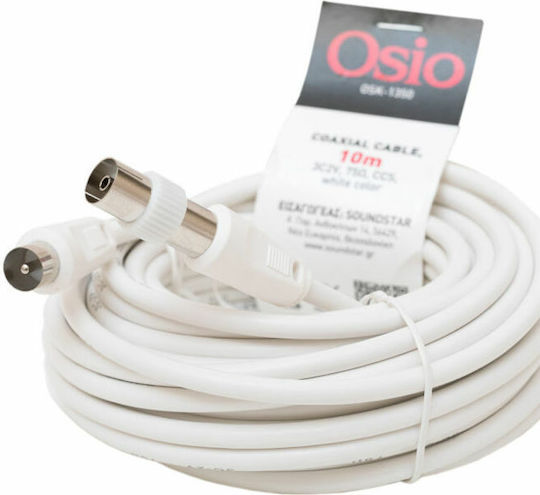 Osio Antenna Cable Coax male - Coax female White 10m (OSK-1350) 1pcs