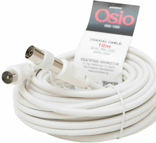 Osio Antenna Cable Coax male - Coax female White 10m (OSK-1350) 1pcs