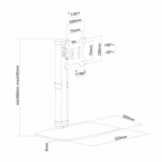 Newstar Tabletop Suport Monitor până la 30" Albă (FPMA-D890WHITE)