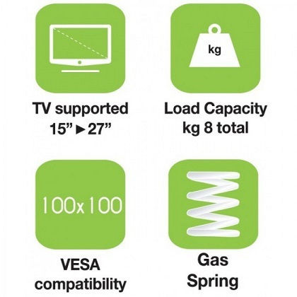 Techly Стойка Монитор до 27" с Рамо Черна (ICA-LCD-111-BK)