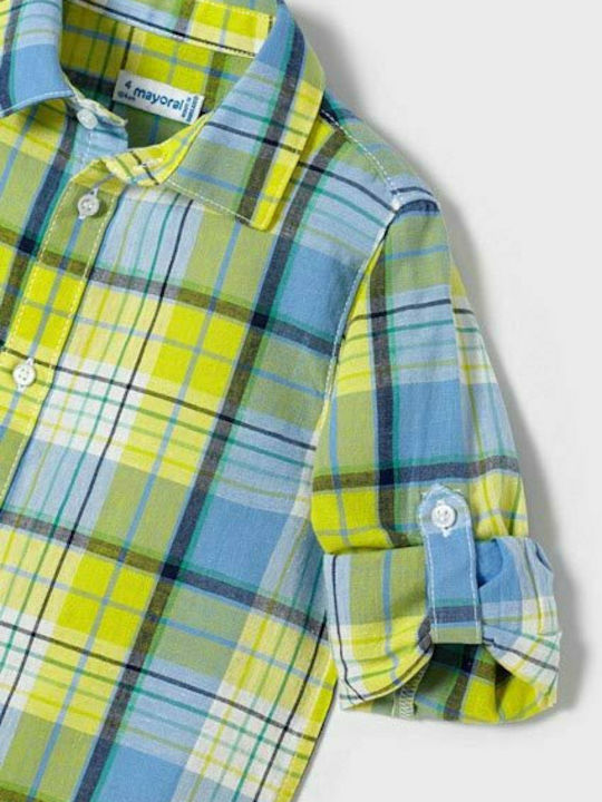 Kids Checked Shirt Long Sleeve Yellow