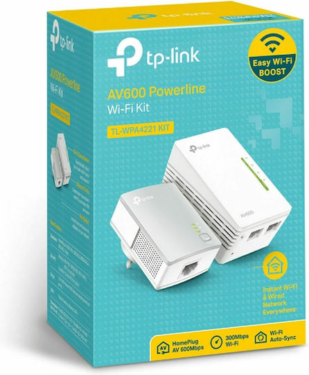 TP-LINK TL-WPA4221 KIT v4 Powerline Двойно за Безжична Връзка Wi‑Fi 4 - Безжична мрежа 4 и 3 Порта Ethernet