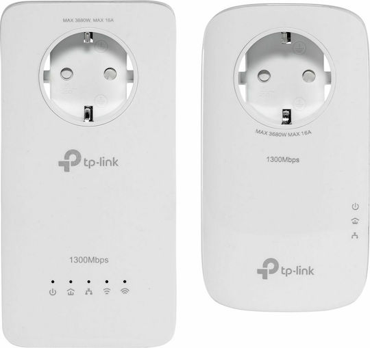 TP-LINK TL-WPA1300P KIT v3 Powerline Double Wi‑Fi 5 with Passthrough Socket and 3 Gigabit Ethernet Ports