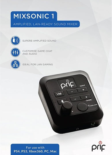 Prif MixSonic 1 Amplified Lan Ready Sound Mixer Portable Analog Headphone Amplifier with USB