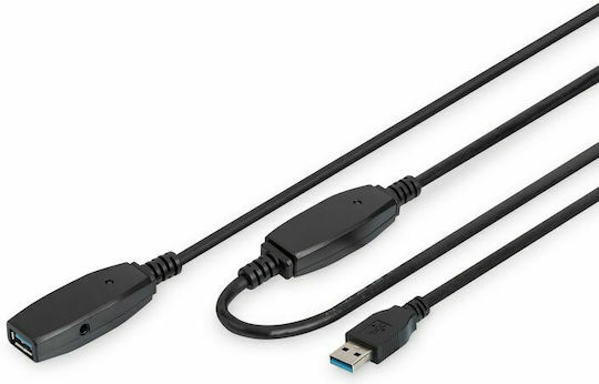 Digitus USB 3.0 Cable USB-A male - USB-A female Μαύρο 10m (DA-73105)