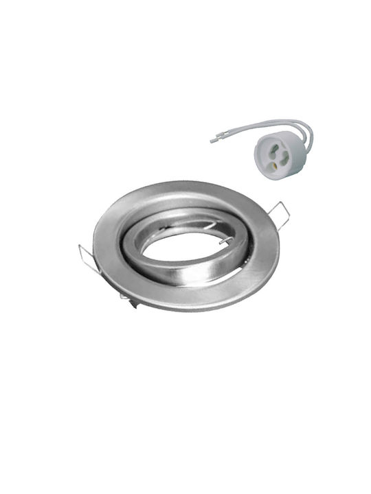 Lucas Rund Metallisch Einbau Spot mit Fassung GU10 Silber 9x9cm. 1Stück