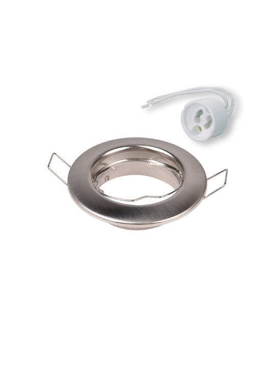 Lucas Rund Metallisch Einbau Spot mit Fassung GU10 Silber 8x8cm. 1Stück