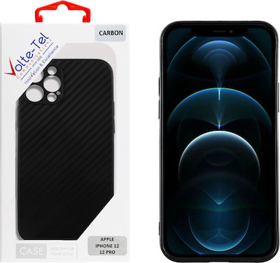 Volte-Tel Carbon Camera Protective Umschlag Rückseite Silikon Schwarz (iPhone 12 / 12 Pro) 8305696