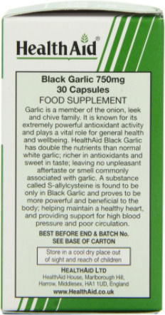 Health Aid Black Garlic 750mg 30 φυτικές κάψουλες
