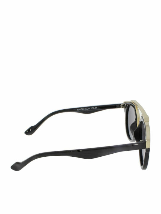 King Pinguin Kinder Polarisiert Oval Kinder-Sonnenbrillen mit Polarisiertem Glas Schwarz