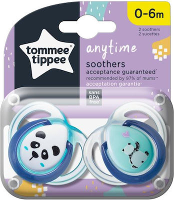 Tommee Tippee Ορθοδοντικές Πιπίλες Σιλικόνης για 0-6 μηνών Panda Aqua 2τμχ