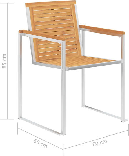 Градински Стол Дървен Teak Светлозелен с Възглавница 6 Бройки 60x56x85см