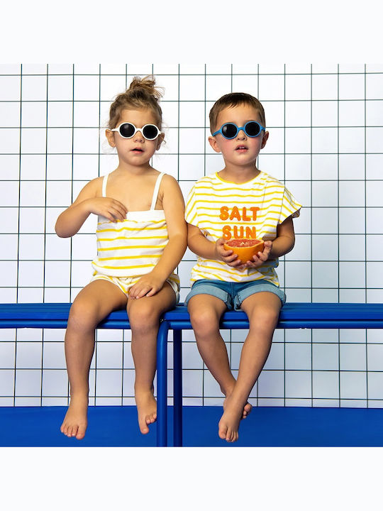 KiETLA Rozz Unbreakable Round Baby Kids Sunglasses with Mirror Lens Electric Blue for 1-2 Years