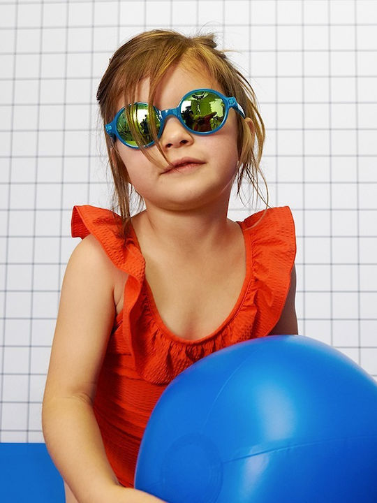 KiETLA Rozz Unbreakable Round Kids Sunglasses with Mirror Lens Peacock Green for 4-6 Years