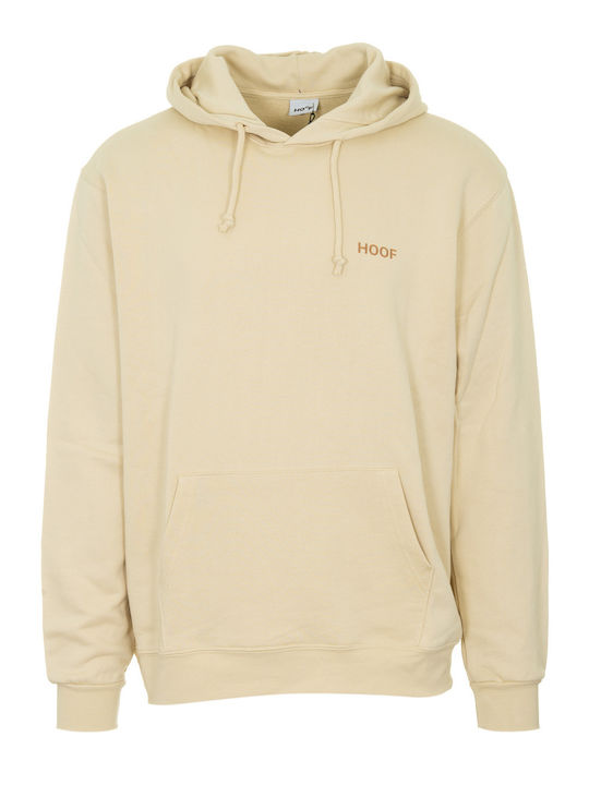 Hoof Eyes On You Men's Sweatshirt with Hood and Pockets Beige