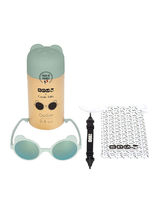 KiETLA Ourson Unbreakable Kids Sunglasses with Mirror Lens Almond Green for 2-4 Years