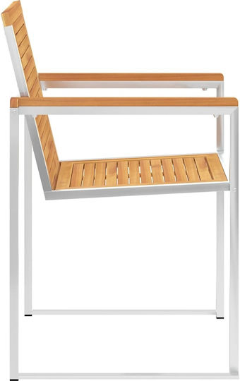 Scaun de exterior Lemn cu pernă Teak / Ανθρακί 4buc 60x56x85cm