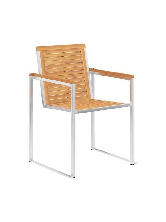 Scaun de exterior Lemn cu pernă Teak / Ανθρακί 4buc 60x56x85cm
