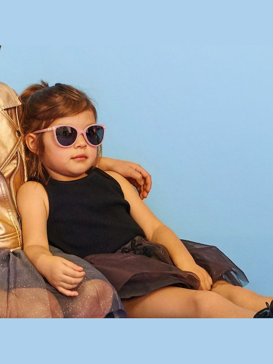 KiETLA BuZZ Unbreakable Butterfly Kids Sunglasses with Polarized Lens Pink Glitter for 4-6 Years