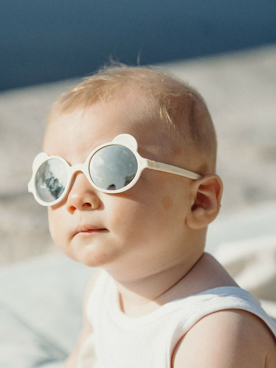 KiETLA Ourson Unbreakable Kids Sunglasses with Mirror Lens Cream for 2-4 Years