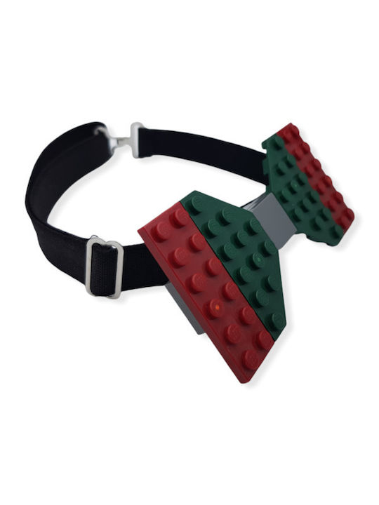 Large bow tie made of plastic blocks - Size 9,6 cm x 5 cm - Tricolor (Cypress - Bordeaux - Grey) (men's gifts, gifts for men)
