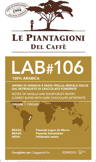 Le Piantagioni Espresso Coffee Arabica Brazil Lab #106 Whole Beans 1kg