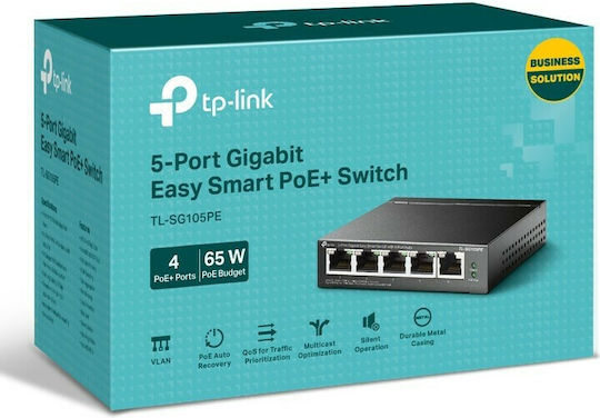 TP-LINK TL-SG105PE v2 Gestionat L2 PoE+ Switch cu 5 Porturi Gigabit (1Gbps) Ethernet
