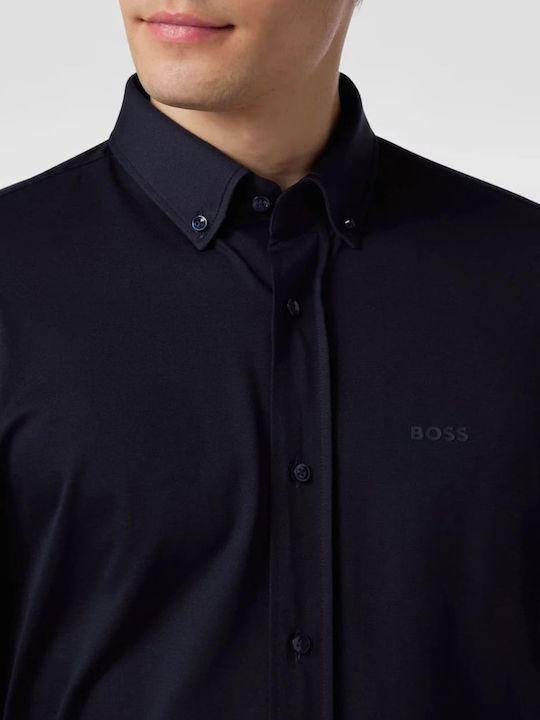 Long-sleeved Cotton Shirt Navy Blue