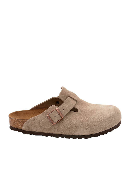 Boston Suede Leather Winter Women's Slippers Brown Narrow Fit