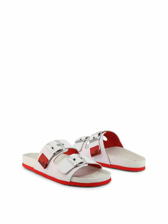 Moschino Leather Women's Flat Sandals in White Color