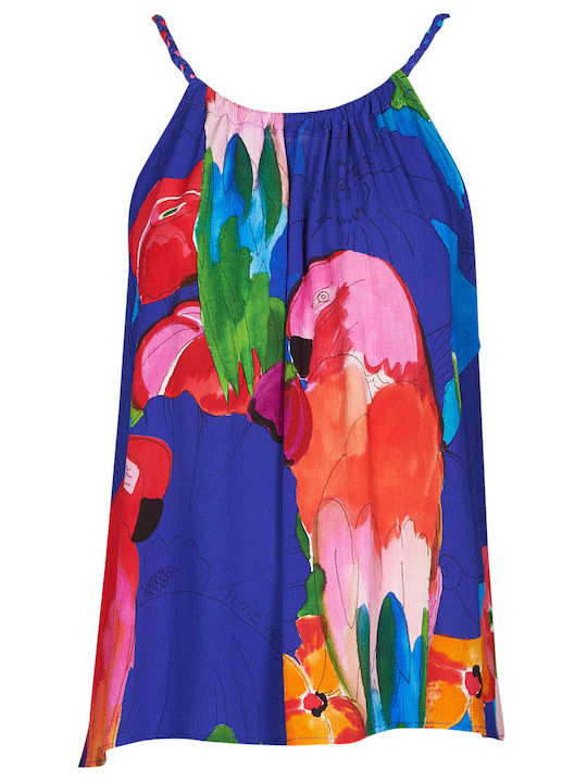 Blus Rodas Women's Summer Blouse with Straps & Halter Neck Floral Multicolour