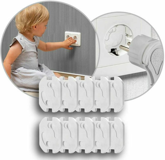 Reer Socket Protective Cover Simple Placement made of Plastic in White Color 3.2x3.2cm 10pcs