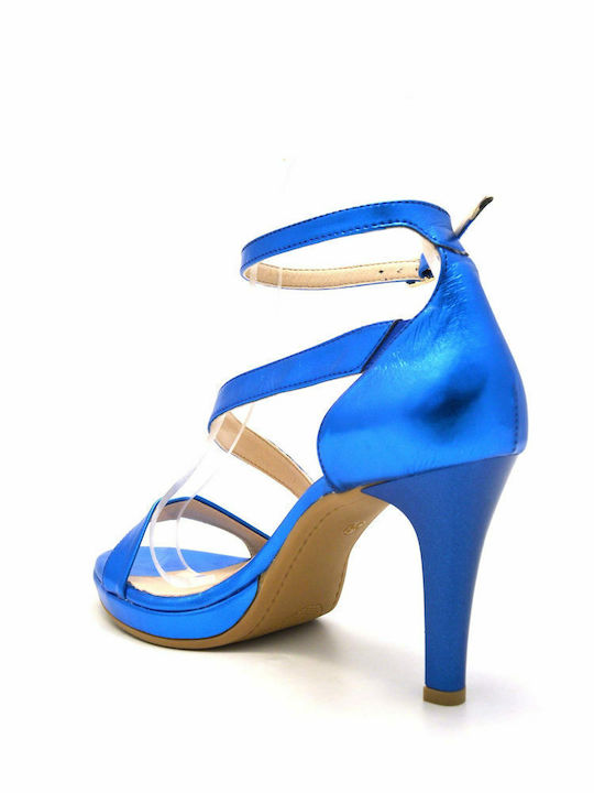 Din piele Sandale Metallic Blue