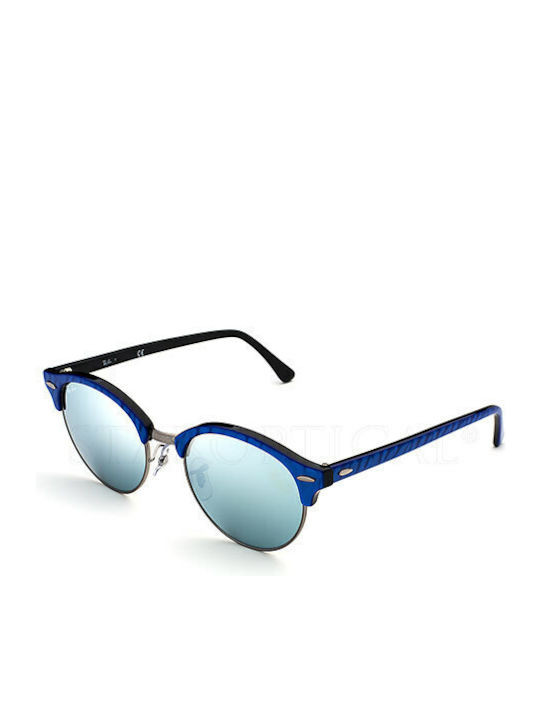 Ray Ban Clubround Unisex Sunglasses with Blue Frame and Silver Mirror Lens RB4246 984/30