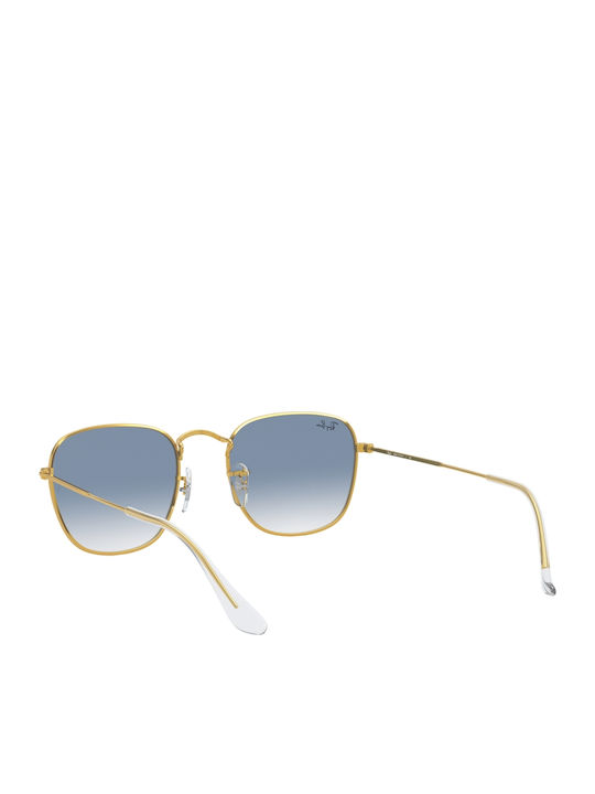Ray Ban Frank Unisex Sunglasses with Gold Metal Frame and Light Blue Gradient Lens RB3857 91963F