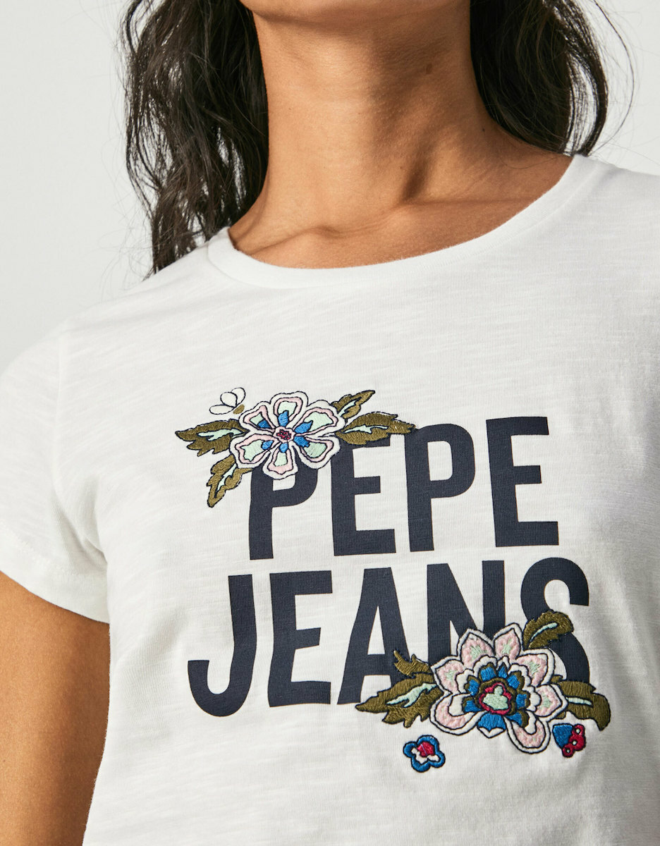 Pepe Jeans Bernardette Flowers Γυναικείο T-shirt Floral Λευκό PL505135-800