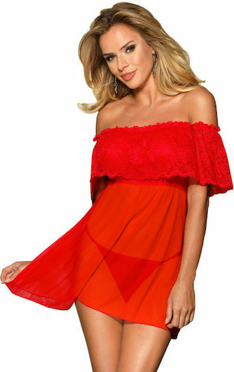 Subblime Rochie Sexy Rochie scurtă și tanga Red D-220712