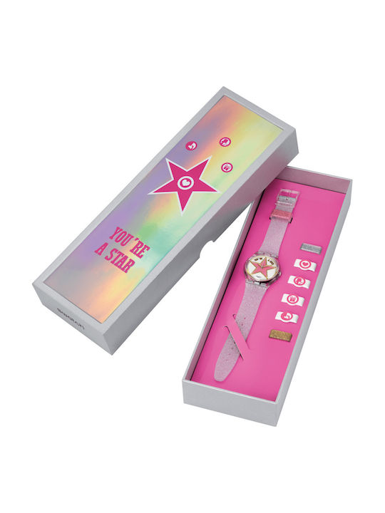 Swatch Star Mom Women's Watch with White Rubber Strap