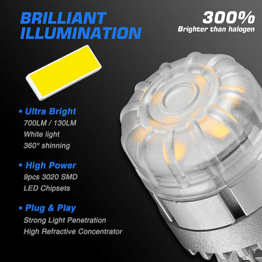 NovSight Lamps Car & Motorcycle T20 LED 6500K Cold White 12V 9W 2pcs
