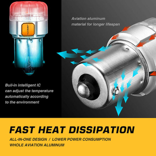 NovSight Lamps Car & Motorcycle BA15S LED 3500K Warm White 12V 9W 2pcs