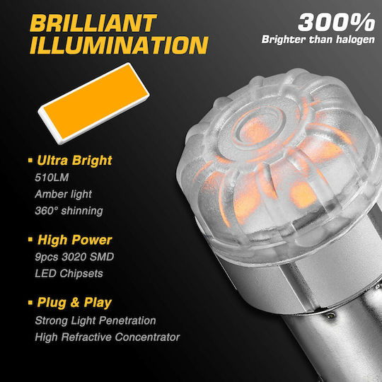 NovSight Lamps Car & Motorcycle BA15S LED 3500K Warm White 12V 9W 2pcs