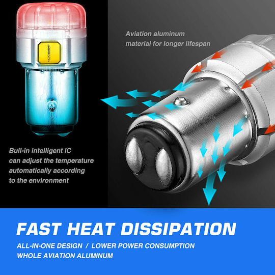 NovSight Lamps Car & Motorcycle P21/5W-BAY15D-1157 LED 6500K Cold White 12V 9W 2pcs