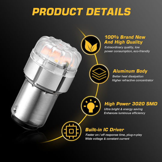 NovSight Lamps Car & Motorcycle P21/5W-BAY15D-1157 LED 6500K Cold White 12V 9W 2pcs