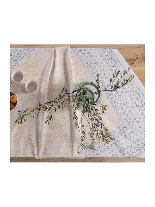 Nef-Nef Homeware Tablecloth Cotton Mysterious Yellow 140x140cm